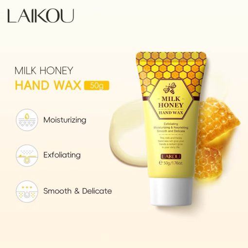 LAIKOU Milk Honey Hand Wax Exfoliating Peel Off Hand Mask Soften Skin 50g