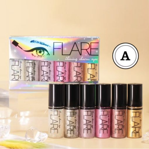 FLARE Shining Liquid EyeShadow 6 Colors Sequins Glitter Eye Shadow Set