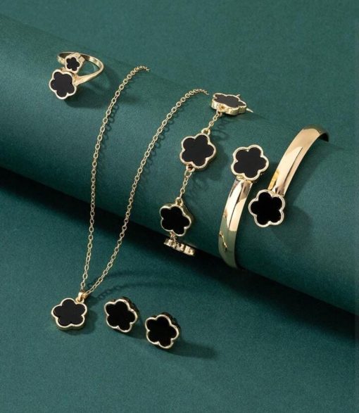 Van Cleef Stainless Steel 5pcs Jewelry Set-Black
