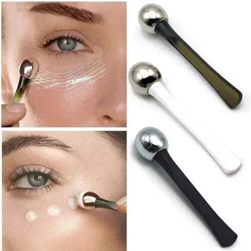 Eye Roller Massage Stick - Double-Ended Applicator for Eye Cream & Serum - Anti-Wrinkle Facial Spoon