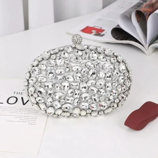 Stone Clutch-Silver