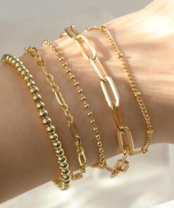 Fashion Stainless Steel Figaro Chain Bracelet Set
