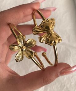 2Pcs/Set Retro Floral Bow Knot Bangles